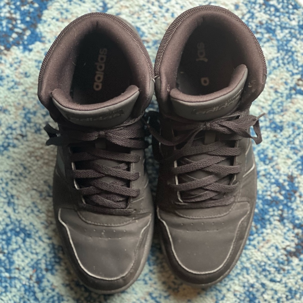 ADIDAS Hoops 2.0 Mid | Black on Black | US Men 9.5 | Good Condition - Picture 6 of 7